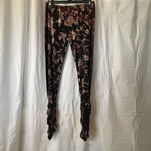 Jayli Women Mudmee Tie Dye Hand Dyed Artsy Ruched Leg Boho Hippie Leggings Sz L